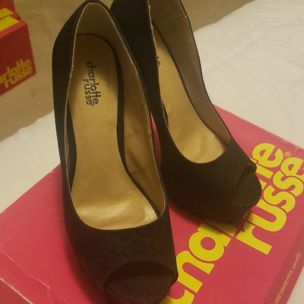 Black Snake print heels